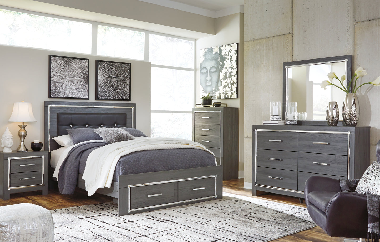 Lodanna  Panel Bed With 2 Storage Drawers