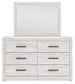 Cayboni Full Panel Bed with Mirrored Dresser, Chest and Nightstand