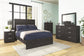 Belachime Full Panel Bed with Mirrored Dresser, Chest and 2 Nightstands