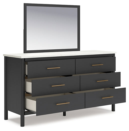 Cadmori Full Upholstered Bed with Mirrored Dresser and Chest