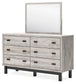 Vessalli King Panel Bed with Mirrored Dresser, Chest and 2 Nightstands